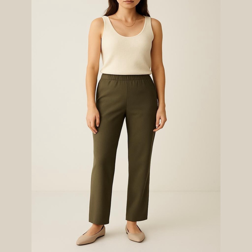 Mizrahi Live! Size 2 Light Olive Green Pull-On Pants Stretch Waist Faux Pockets